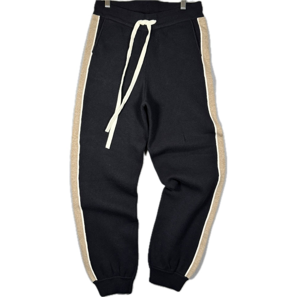 MONROW Joggers Women Size S Black Knit Side Stripe Drawstring Pants HB0725